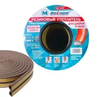 Уплотнитель резиновый самоклеящийся большой 2x25 м, сечение 10х12мм, профиль"D",коричневый,«Maximum»